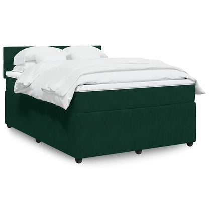 Giroletto a Molle con Materasso Verde Scuro 160x200 cm Velluto