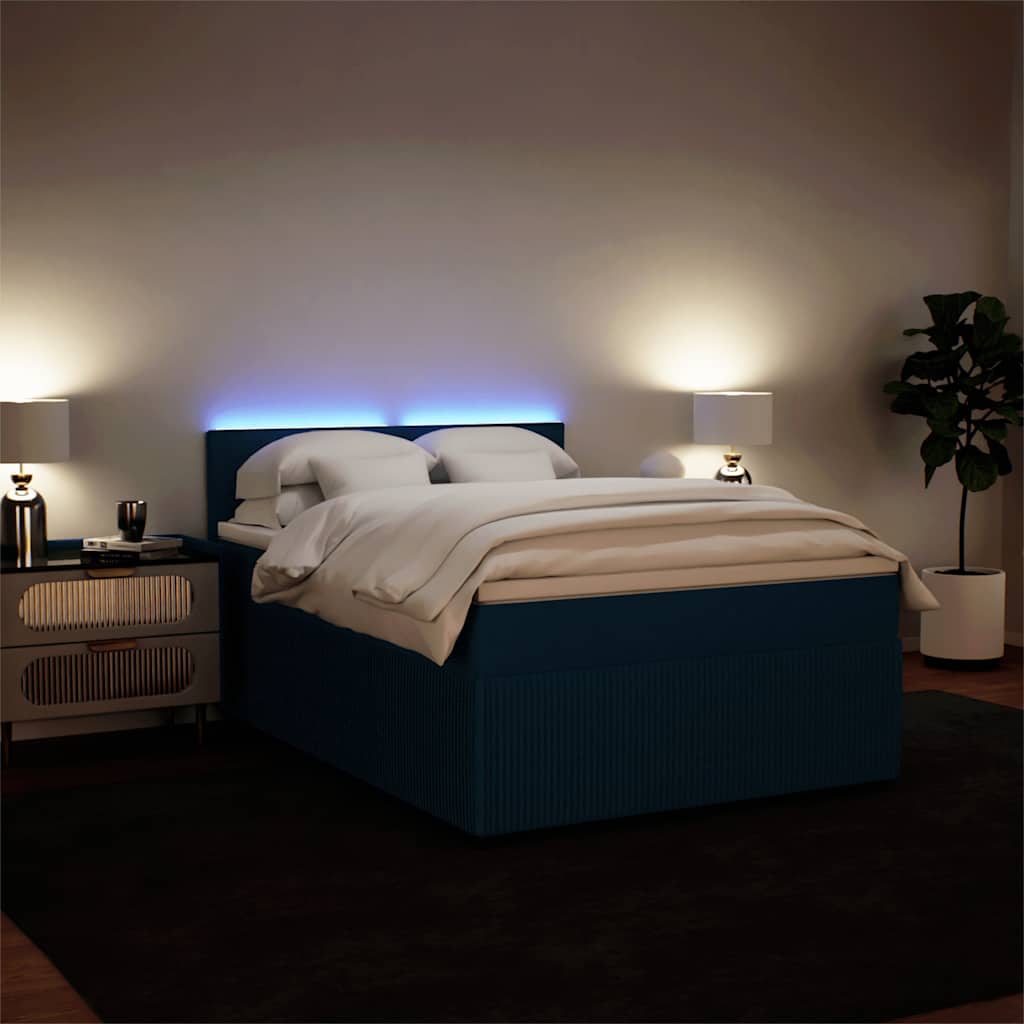 Giroletto a Molle con Materasso Blu 160x200 cm in Velluto