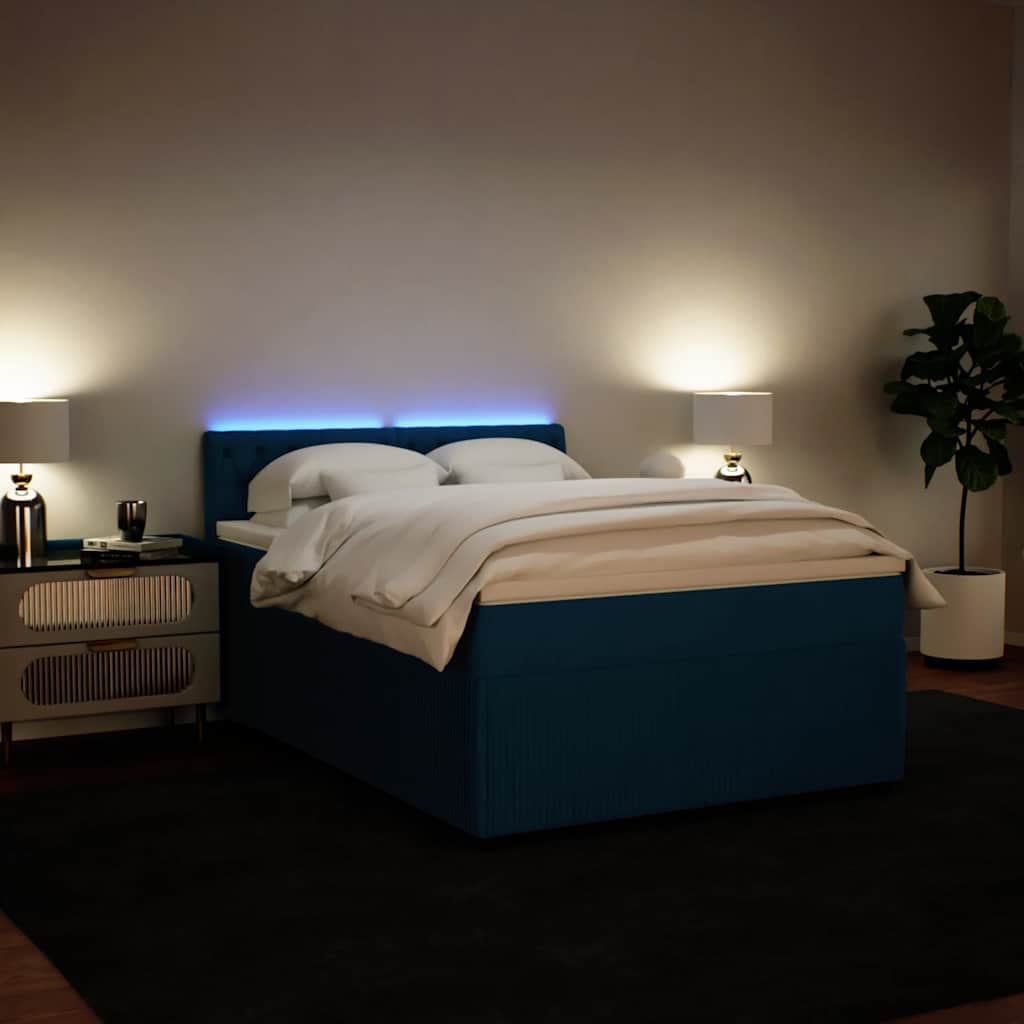 Giroletto a Molle con Materasso Blu 160x200 cm in Velluto