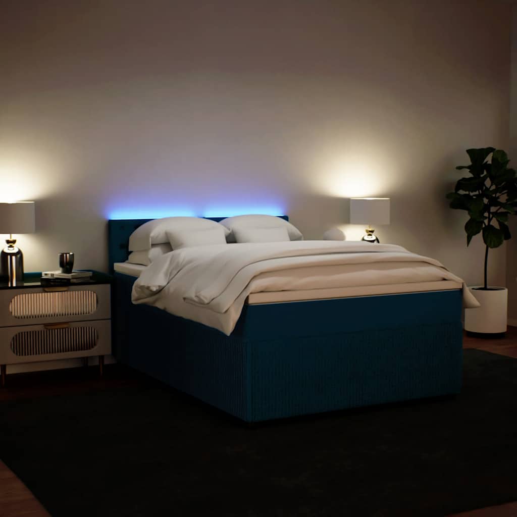 Giroletto a Molle con Materasso Blu 160x200 cm in Velluto