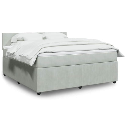 Giroletto a Molle con Materasso Grigio Chiaro 180x200cm Velluto
