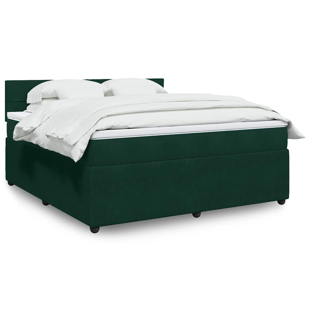 Giroletto a Molle con Materasso Verde Scuro 180x200 cm Velluto