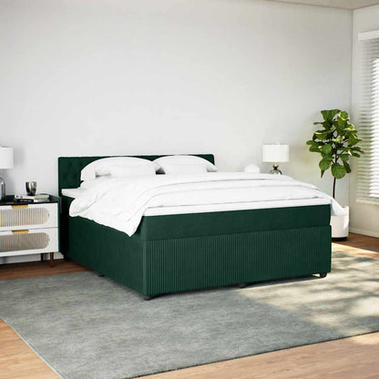 Giroletto a Molle con Materasso Verde Scuro 180x200 cm Velluto
