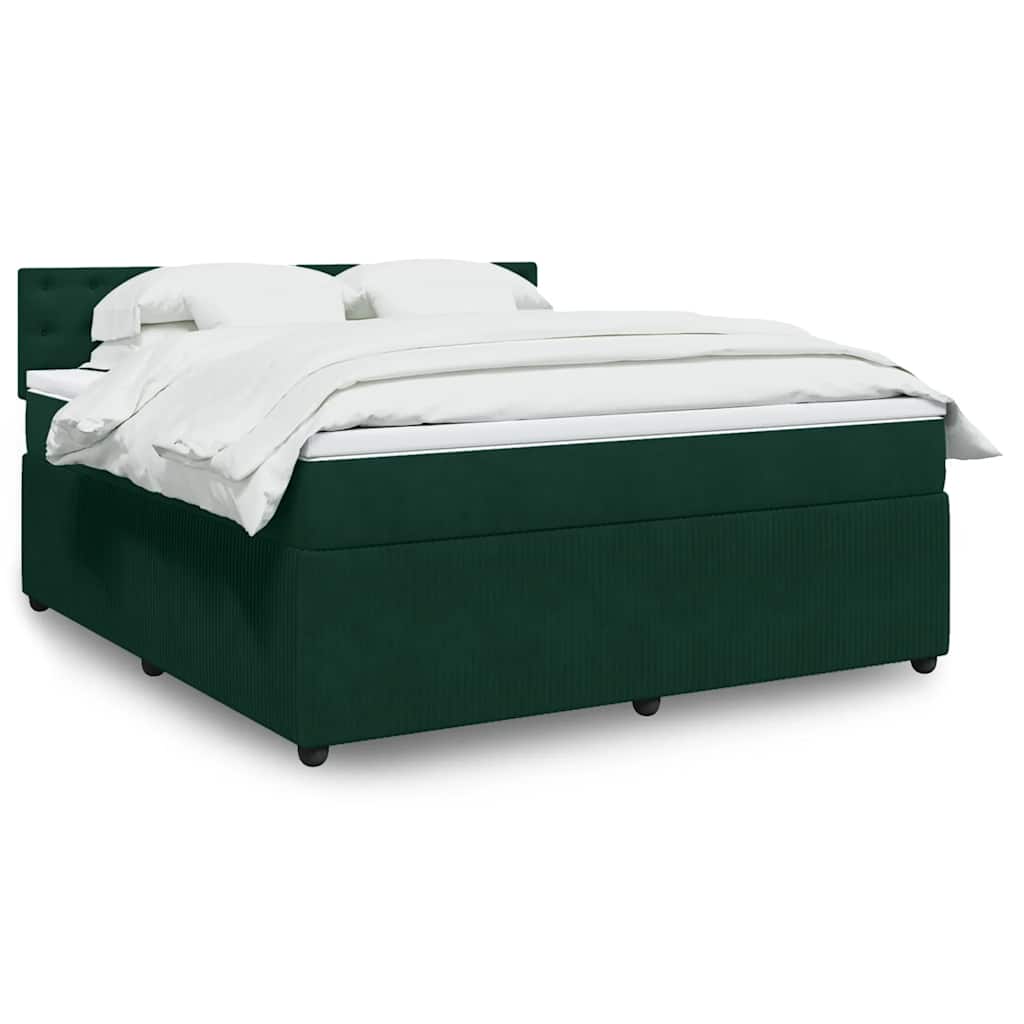 Giroletto a Molle con Materasso Verde Scuro 180x200 cm Velluto