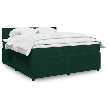 Giroletto a Molle con Materasso Verde Scuro 200x200 cm Velluto