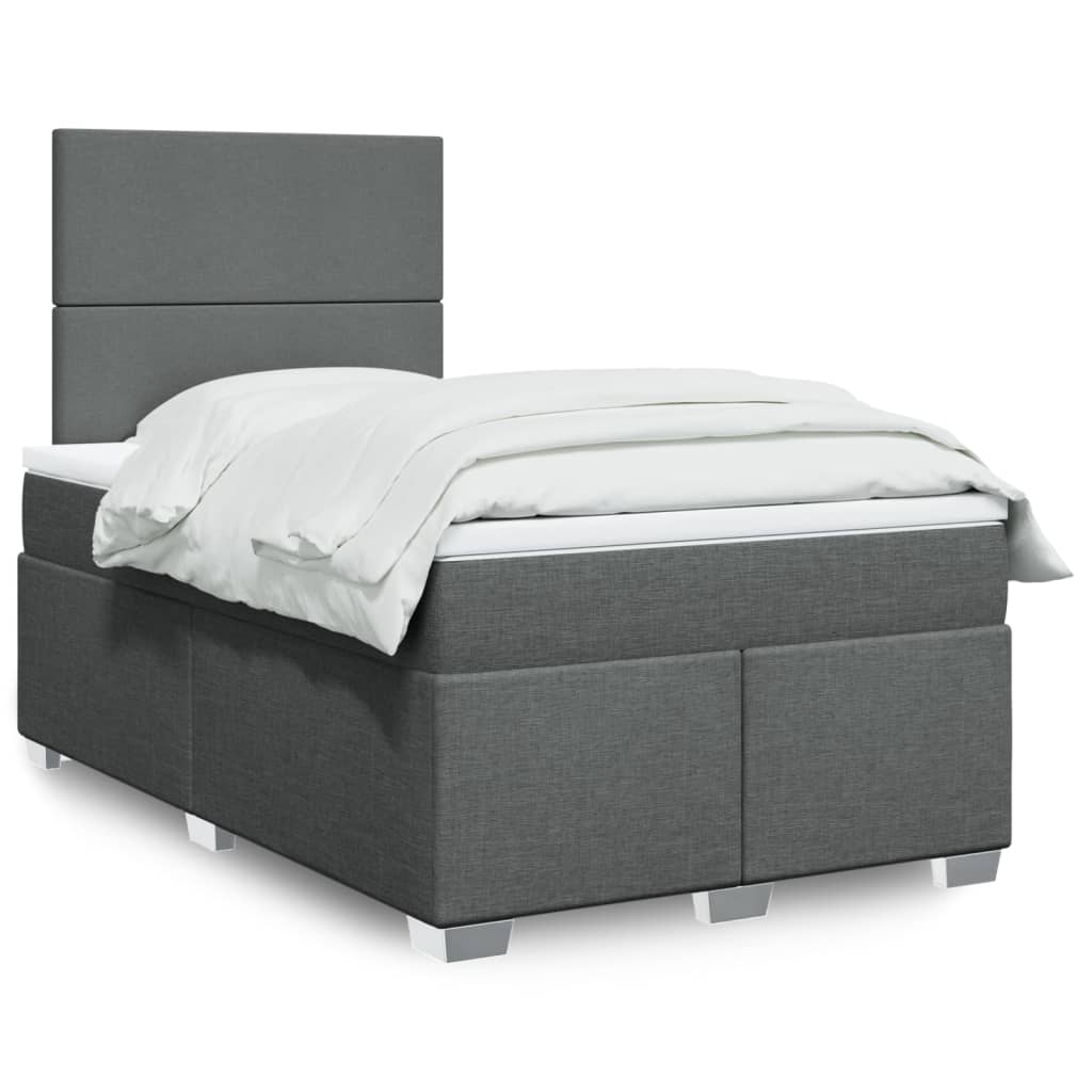 Giroletto a Molle con Materasso Grigio Scuro 120x200 cm Tessuto
