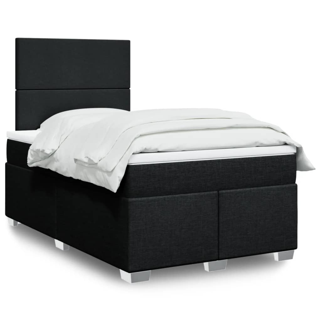 Giroletto a Molle con Materasso Nero 120x200 cm in Tessuto
