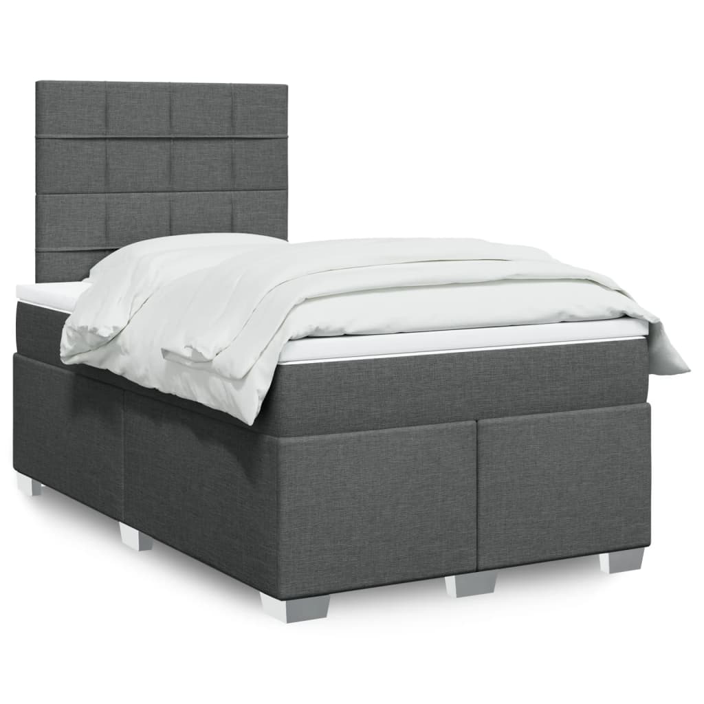Giroletto a Molle con Materasso Grigio Scuro 120x200 cm Tessuto