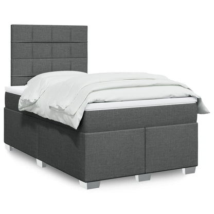 Giroletto a Molle con Materasso Grigio Scuro 120x200 cm Tessuto