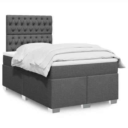 Giroletto a Molle con Materasso Grigio Scuro 120x200 cm Tessuto