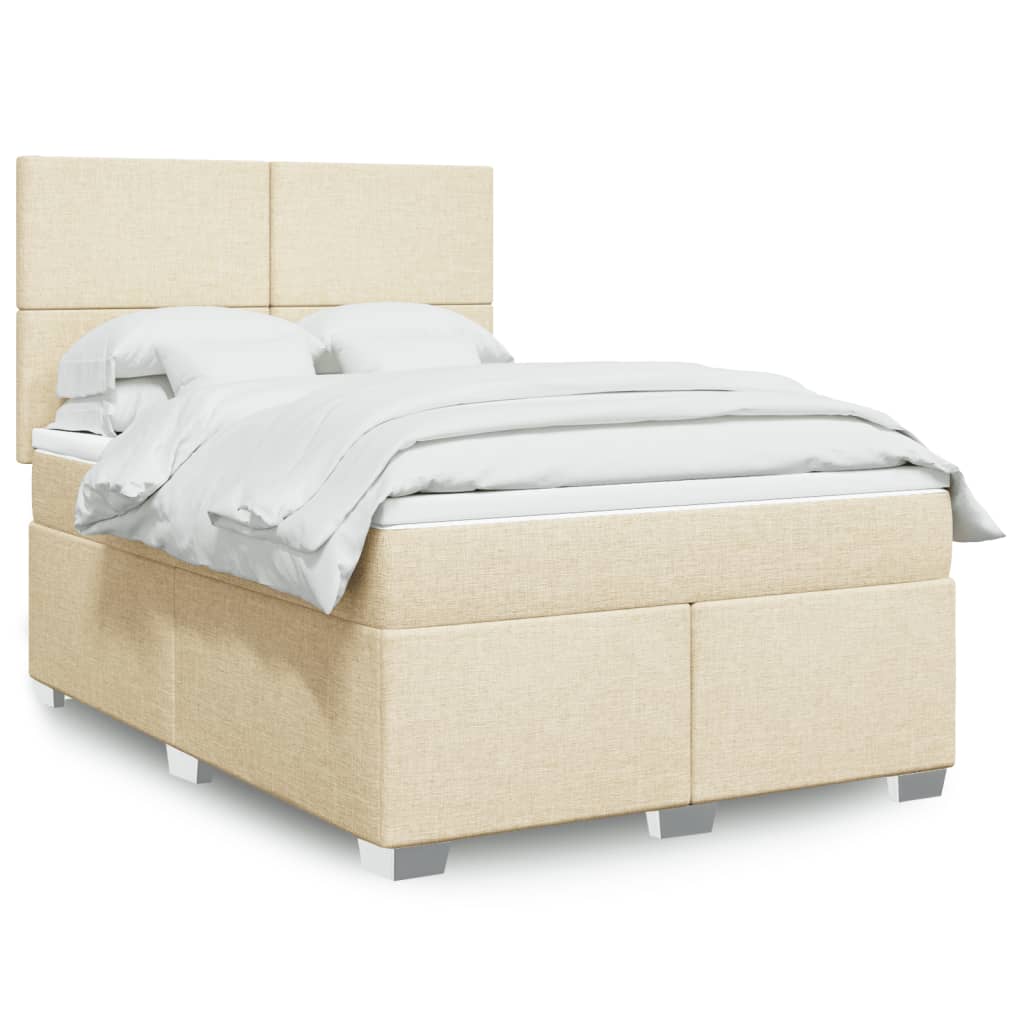 Giroletto a Molle con Materasso Crema 140x19 cm in Tessuto