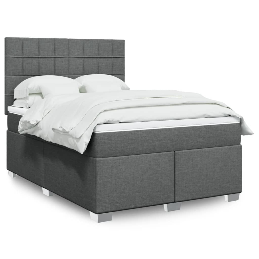 Giroletto a Molle con Materasso Grigio Scuro 140x200cm Tessuto