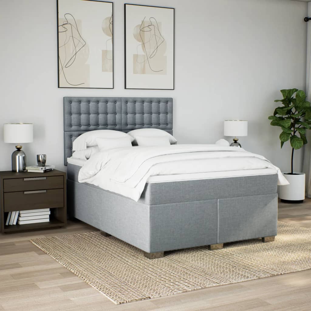Giroletto a Molle con Materasso Grigio Chiaro 160x200cm Tessuto
