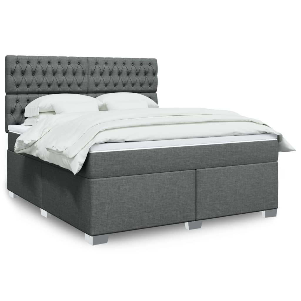 Giroletto a Molle con Materasso Grigio Scuro 180x200 cm Tessuto