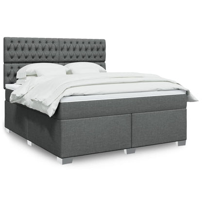 Giroletto a Molle con Materasso Grigio Scuro 180x200 cm Tessuto