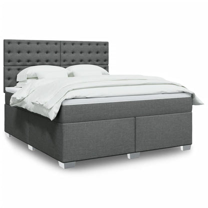 Giroletto a Molle con Materasso Grigio Scuro 180x200 cm Tessuto