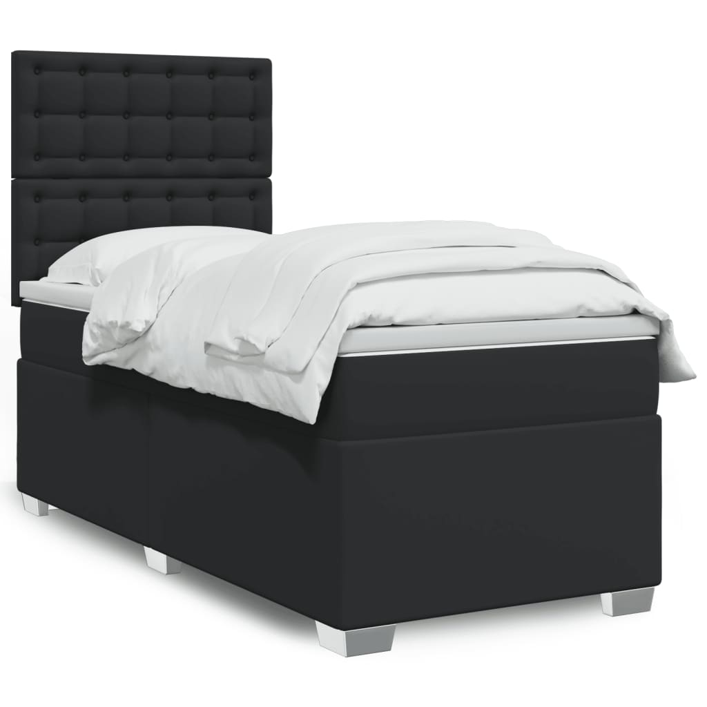 Giroletto a Molle con Materasso Nero 90x200 cm in Similpelle