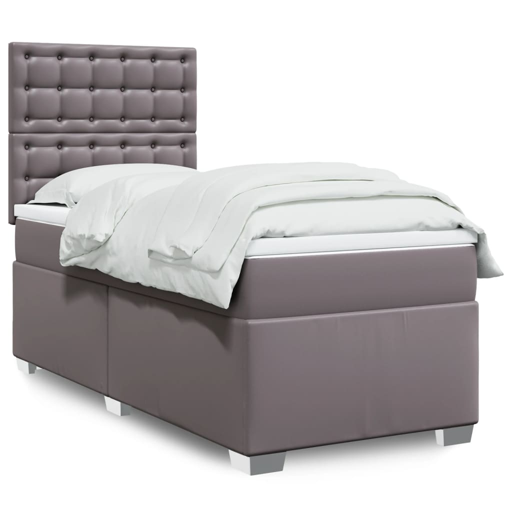 Giroletto a Molle con Materasso Grgio 90x200 cm in Similpelle