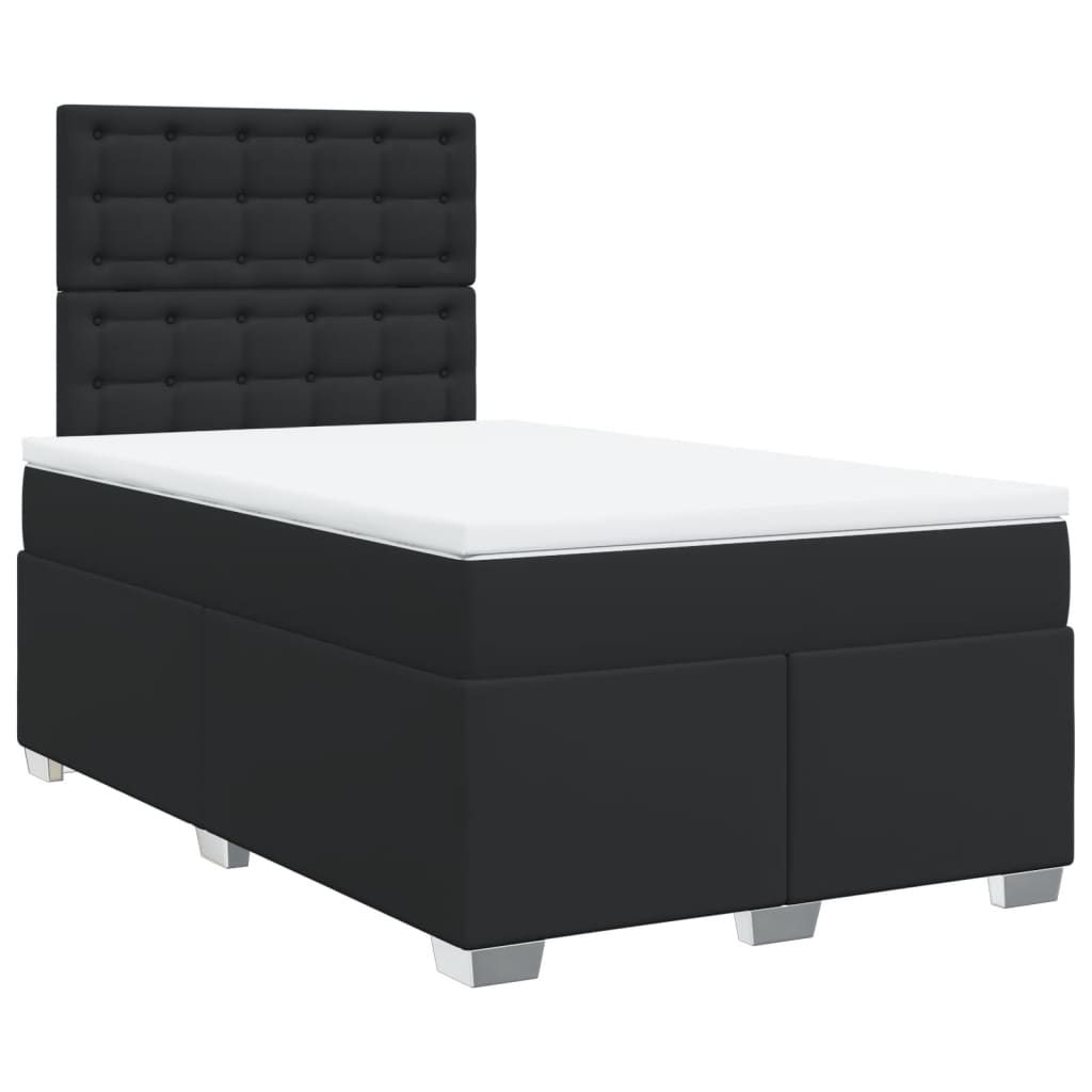 Giroletto a Molle con Materasso Nero 120x190 cm in Similpelle
