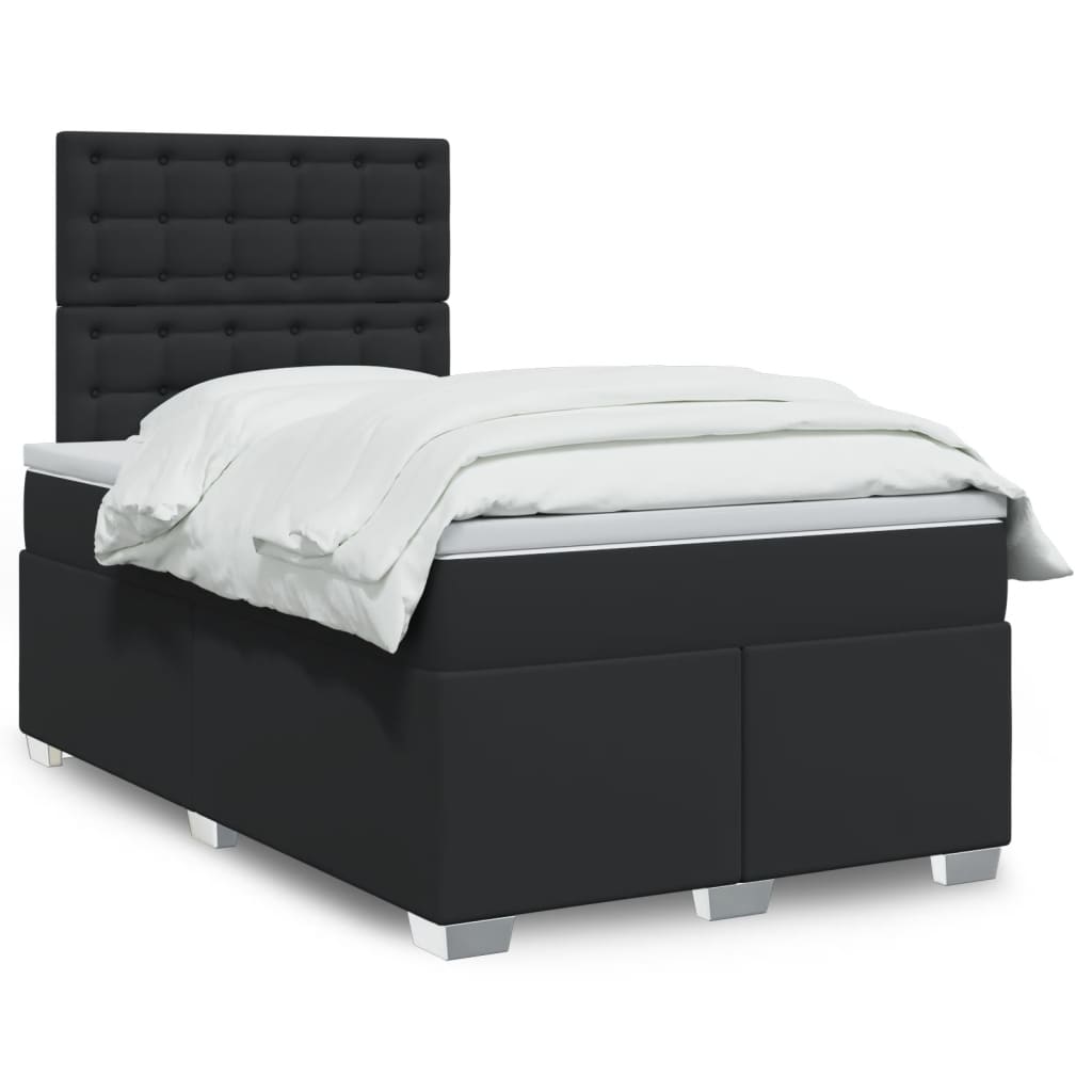 Giroletto a Molle con Materasso Nero 120x190 cm in Similpelle