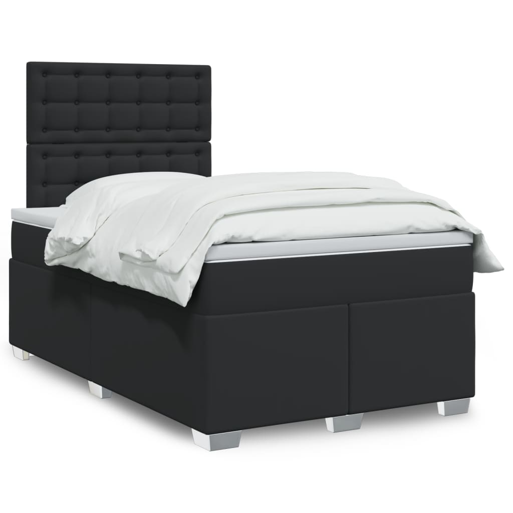 Giroletto a Molle con Materasso Nero 120x200 cm in Similpelle