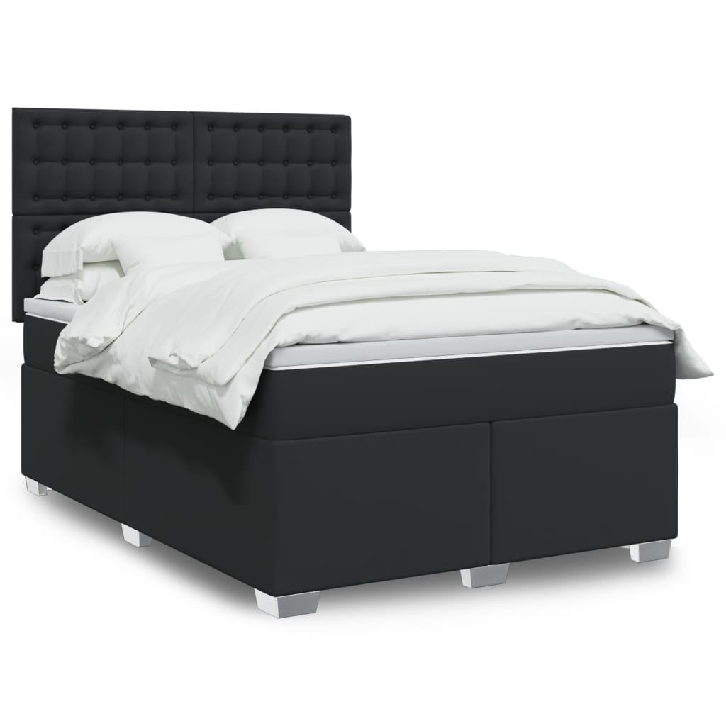 Giroletto a Molle con Materasso Nero 140x200 cm in Similpelle