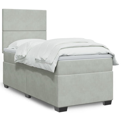 Giroletto a Molle con Materasso Grigio Chiaro 80x200 cm Velluto