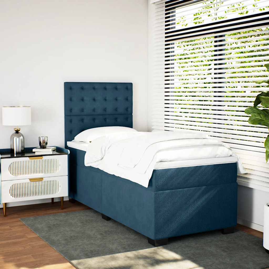 Giroletto a Molle con Materasso Blu 80x200 cm in Velluto