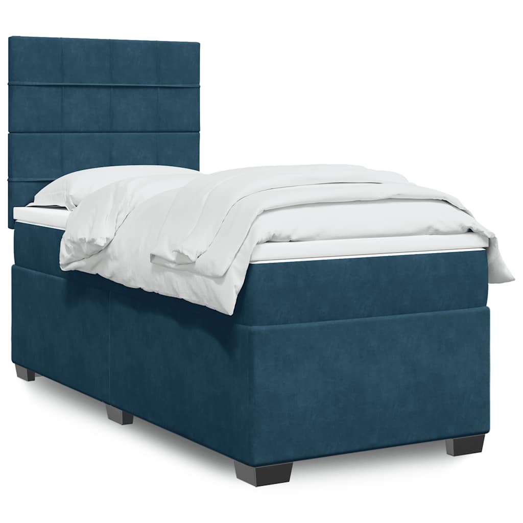 Giroletto a Molle con Materasso Blu 90x190 cm in Velluto