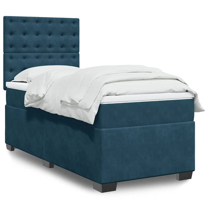 Giroletto a Molle con Materasso Blu 90x190 cm in Velluto