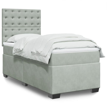 Giroletto a Molle con Materasso Grigio Chiaro 90x200 cm Velluto