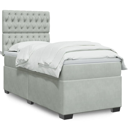 Giroletto a Molle con Materasso Grigio Chiaro 100x200cm Velluto