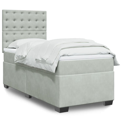 Giroletto a Molle con Materasso Grigio Chiaro 100x200cm Velluto