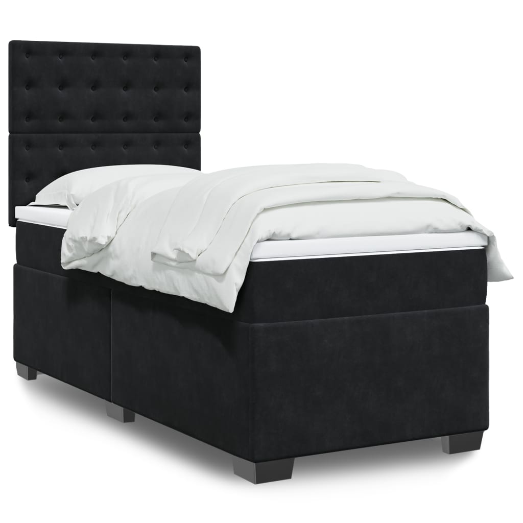 Giroletto a Molle con Materasso Nero 100x200 cm in Velluto