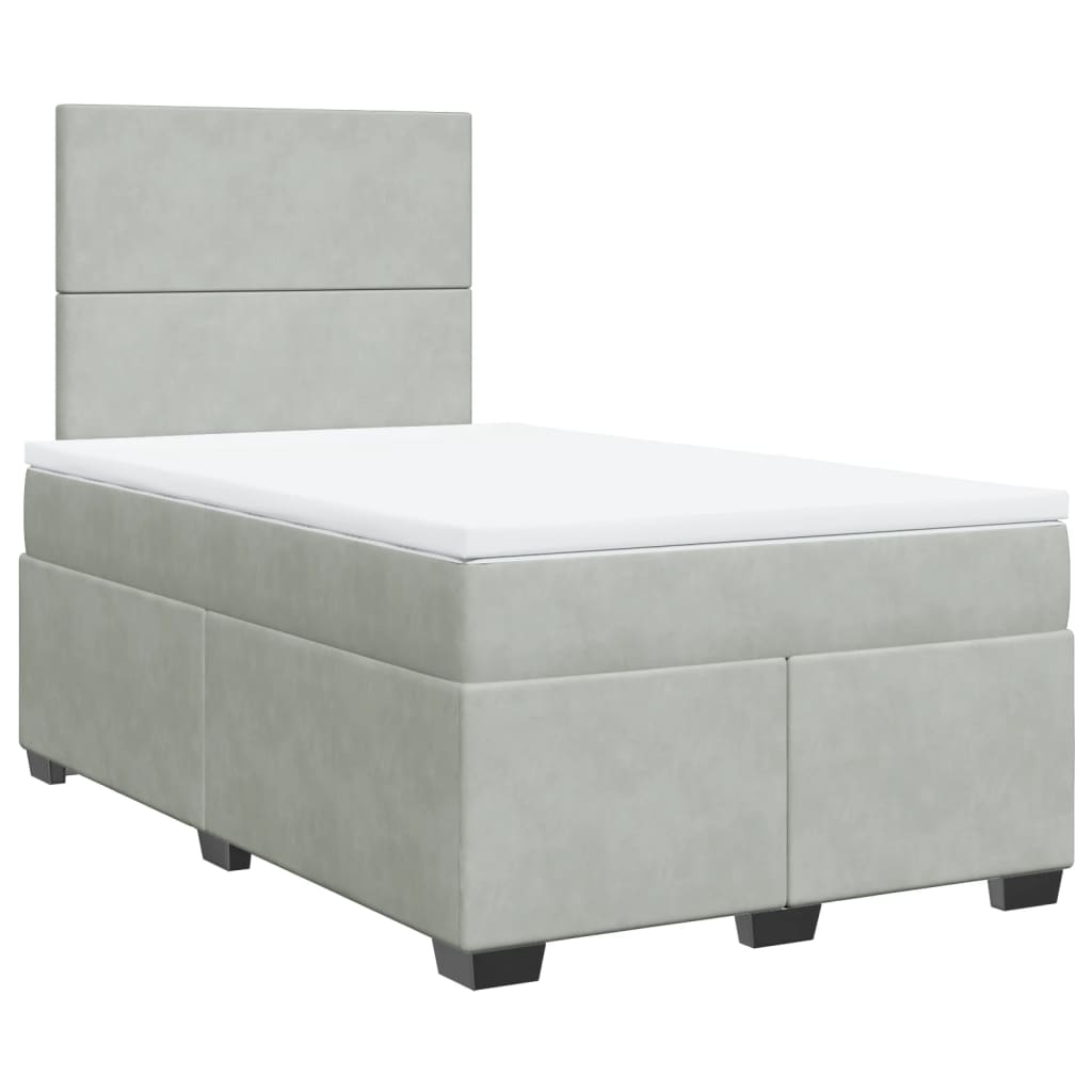Giroletto a Molle con Materasso Grigio Chiaro 120x190cm Velluto