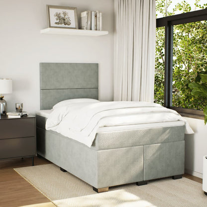 Giroletto a Molle con Materasso Grigio Chiaro 120x190cm Velluto