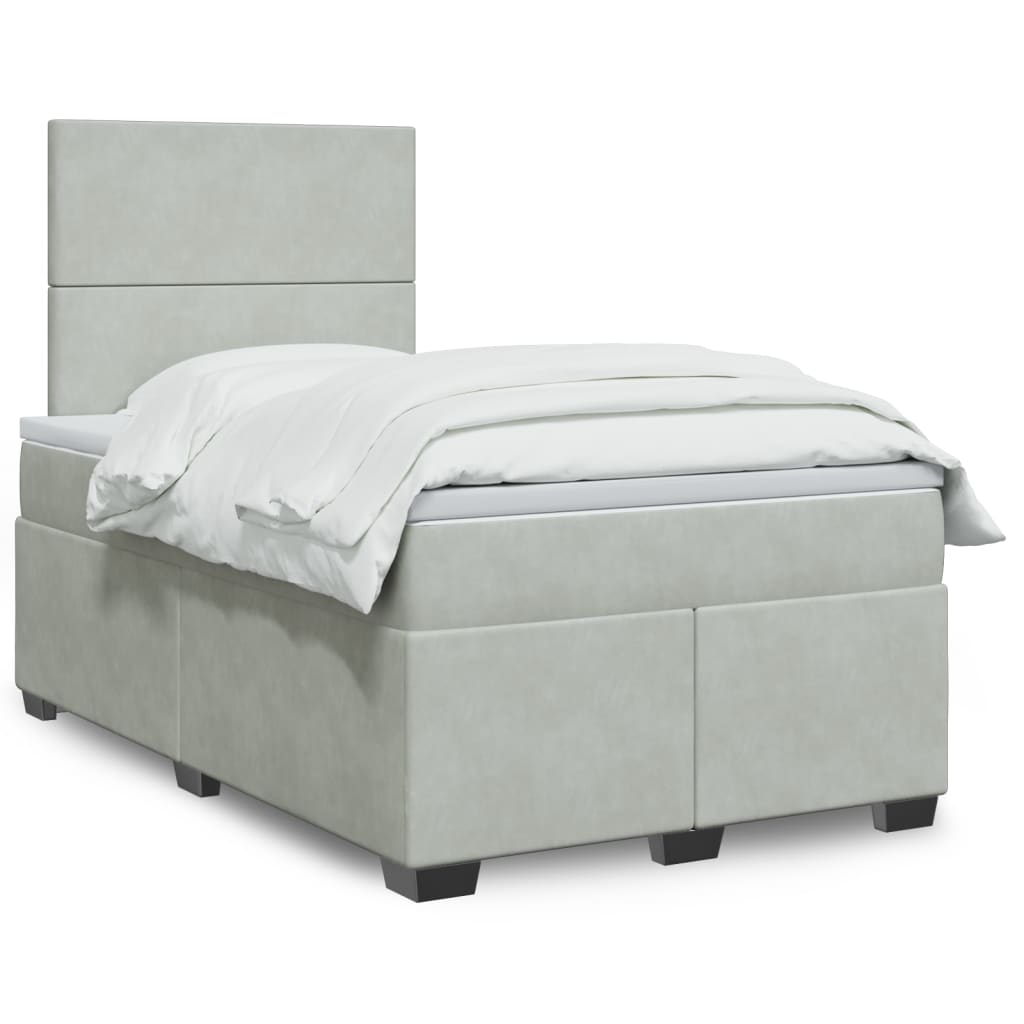 Giroletto a Molle con Materasso Grigio Chiaro 120x190cm Velluto