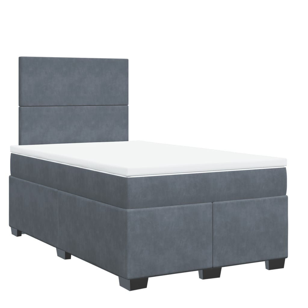 Giroletto a Molle con Materasso Grigio Scuro 120x190 cm Velluto