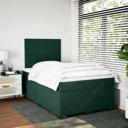 Giroletto a Molle con Materasso Verde Scuro 120x190 cm Velluto