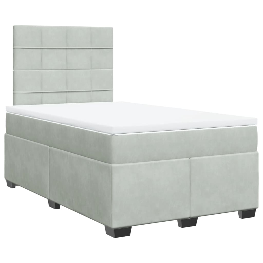 Giroletto a Molle con Materasso Grigio Chiaro 120x190cm Velluto