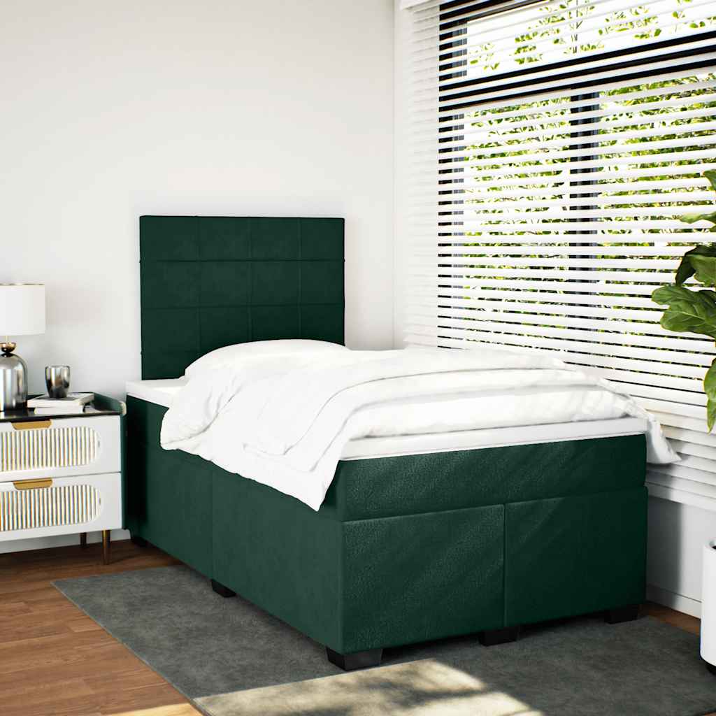 Giroletto a Molle con Materasso Verde Scuro 120x190 cm Velluto