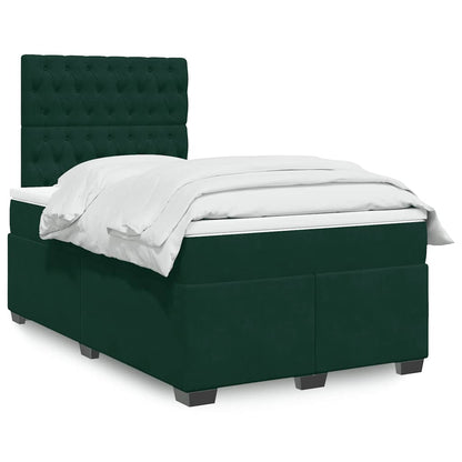 Giroletto a Molle con Materasso Verde Scuro 120x190 cm Velluto