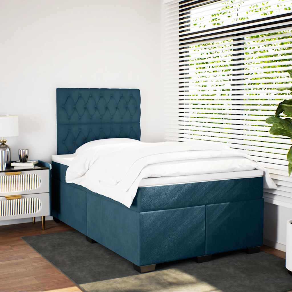 Giroletto a Molle con Materasso Blu 120x190 cm in Velluto