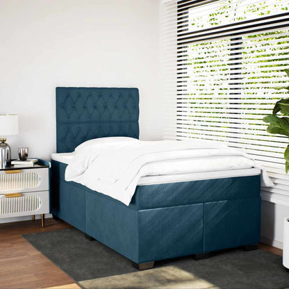 Giroletto a Molle con Materasso Blu 120x190 cm in Velluto