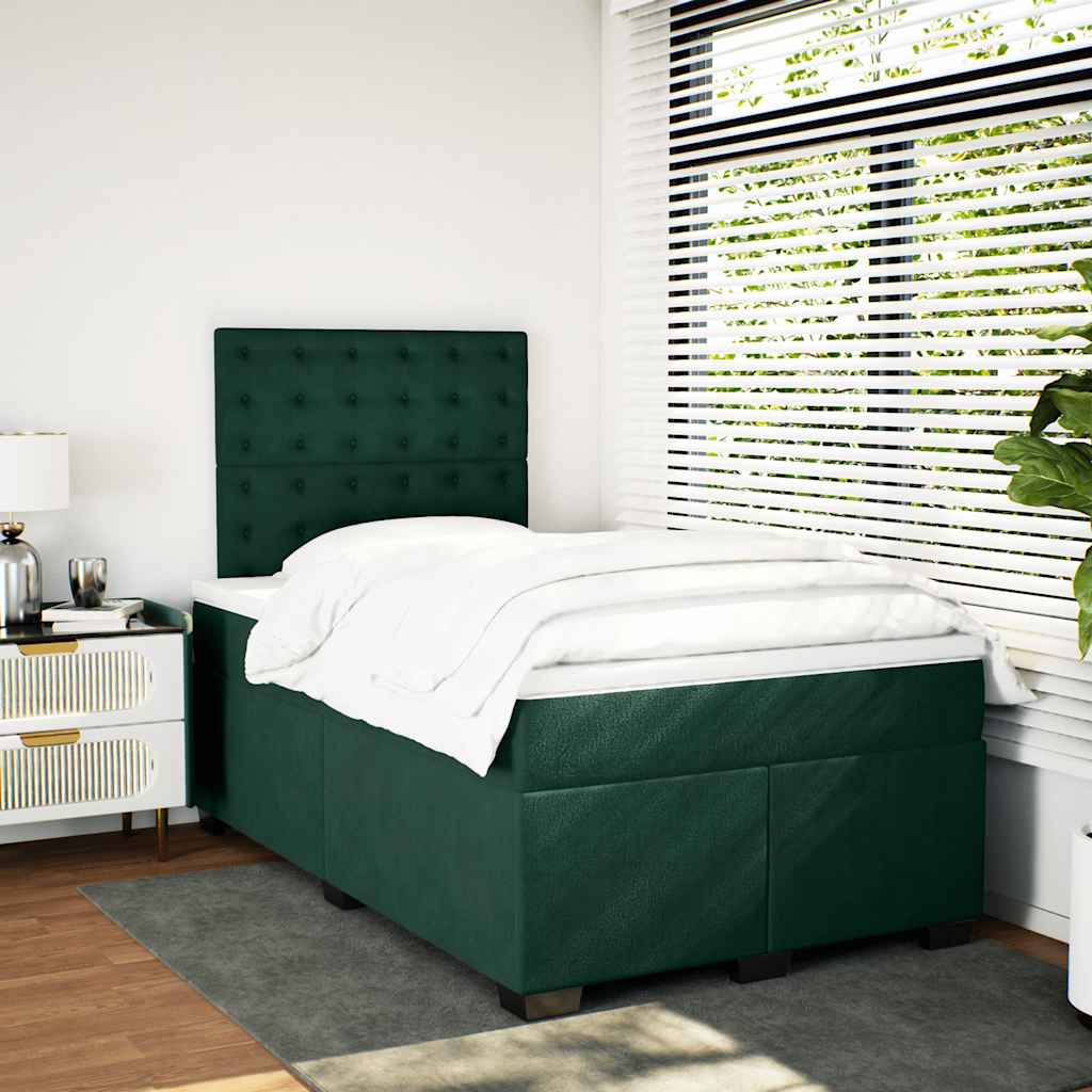 Giroletto a Molle con Materasso Verde Scuro 120x190 cm Velluto