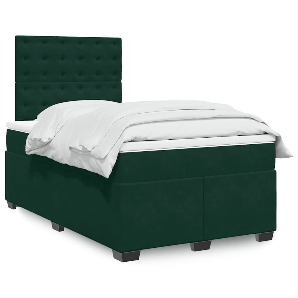 Giroletto a Molle con Materasso Verde Scuro 120x190 cm Velluto