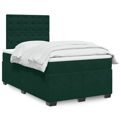 Giroletto a Molle con Materasso Verde Scuro 120x190 cm Velluto