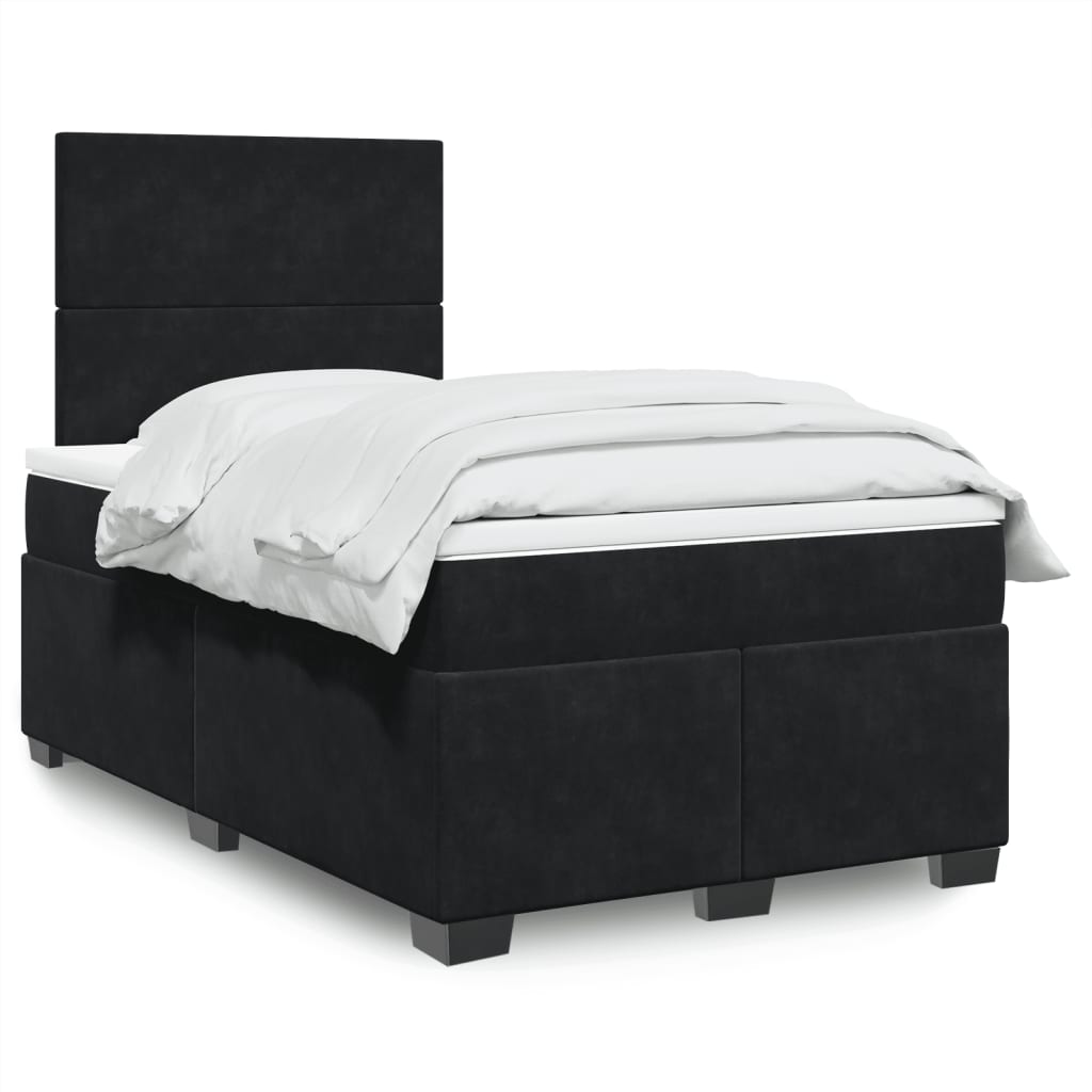 Giroletto a Molle con Materasso Nero 120x200 cm in Velluto