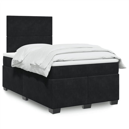 Giroletto a Molle con Materasso Nero 120x200 cm in Velluto