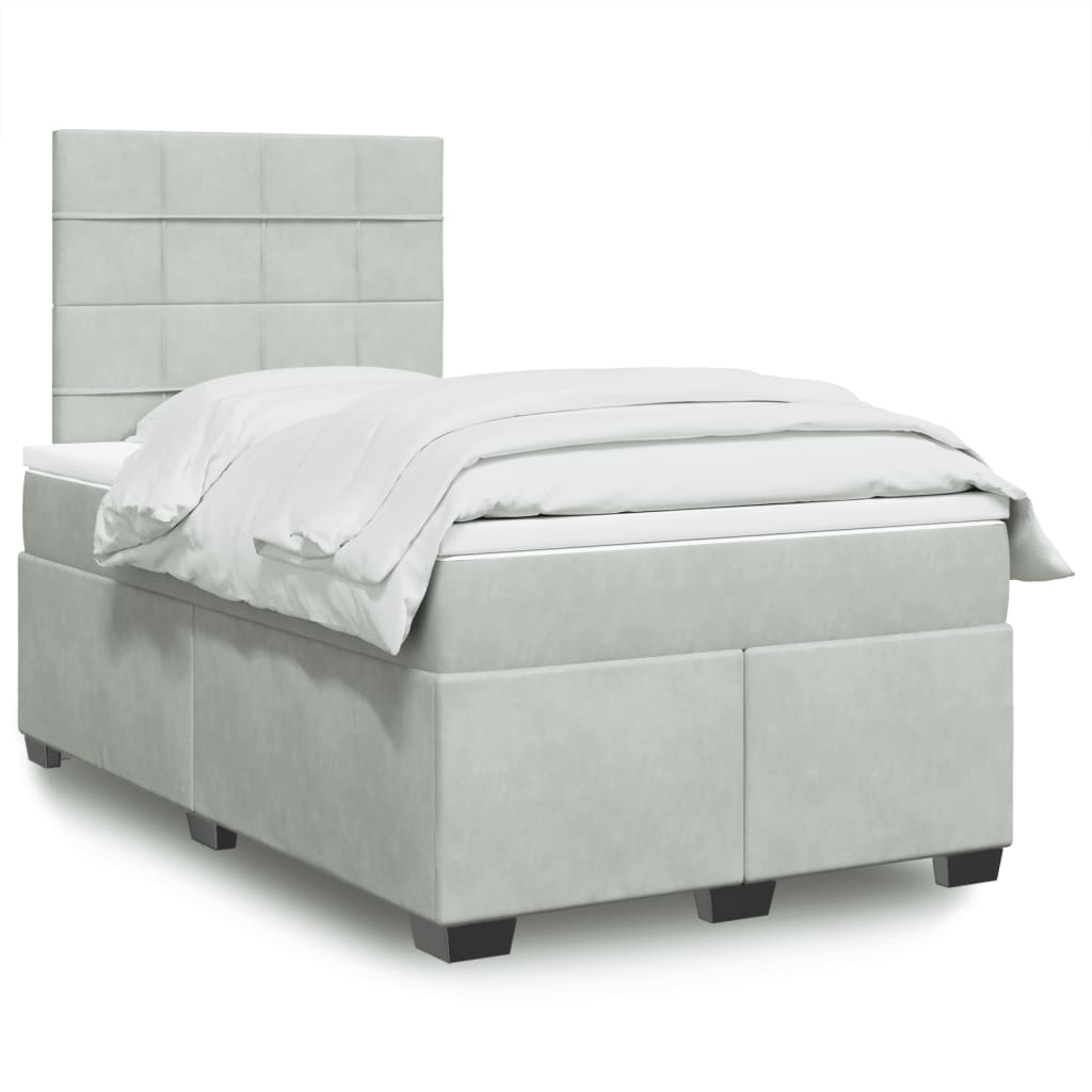 Giroletto a Molle con Materasso Grigio Chiaro 120x200cm Velluto